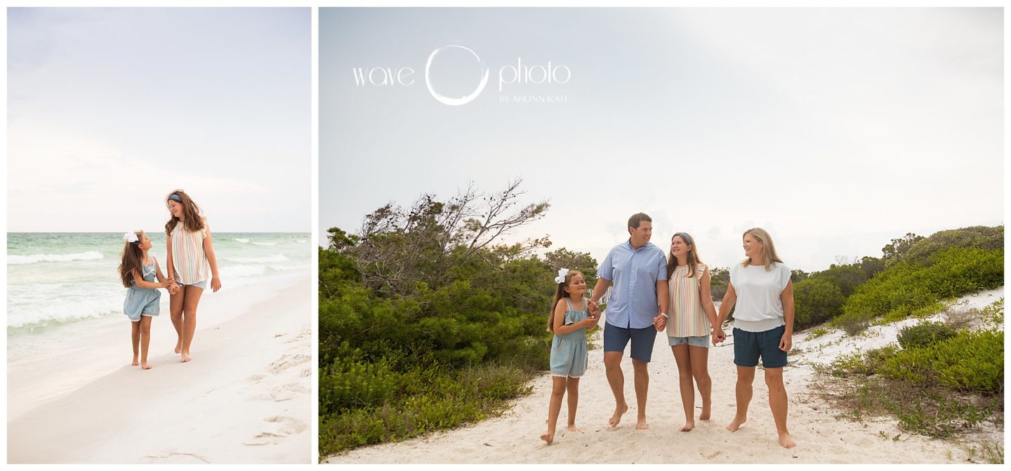 family-sisters-holding-hands-walking-on-beach-destin-florida