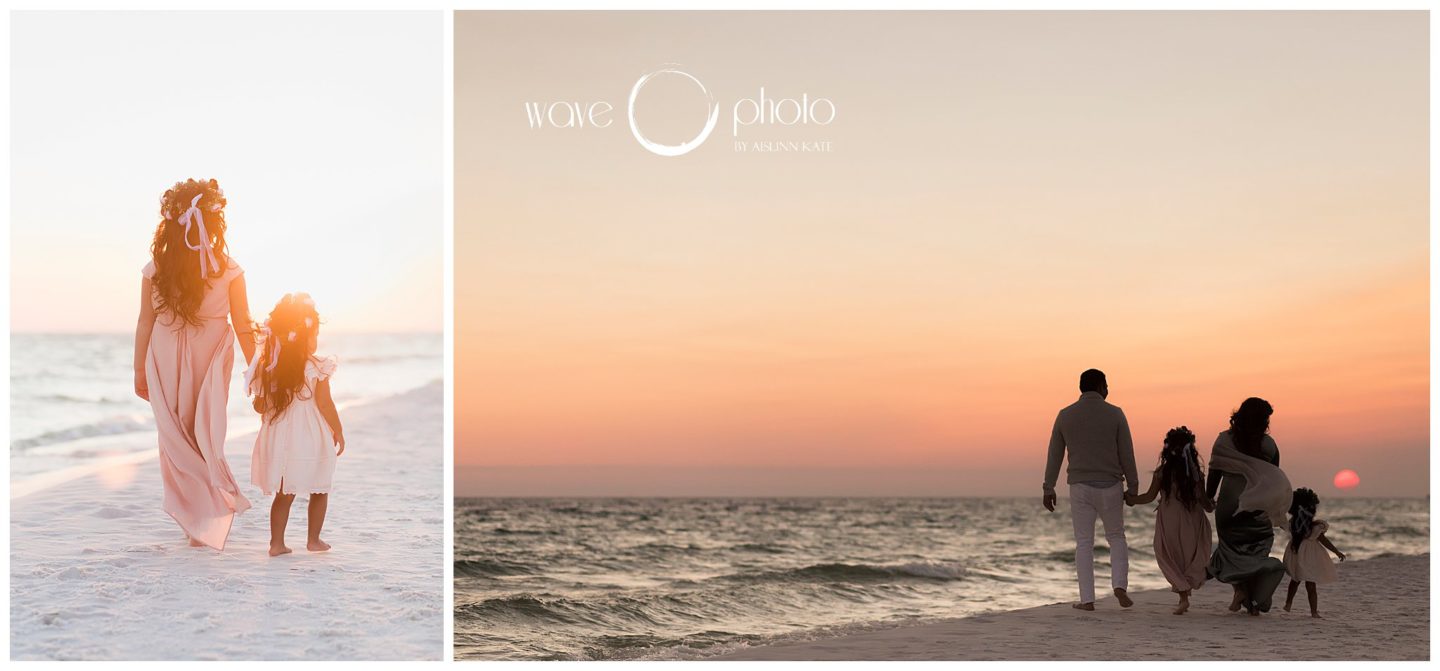 sisters-holding-hands-walking-on-beach-at-sunset-destin-florida